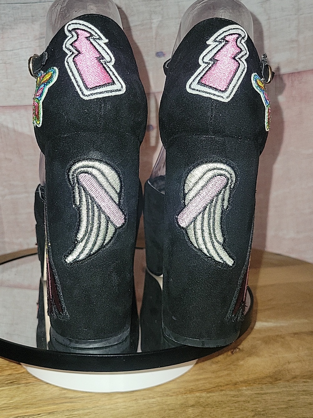 ASOS  Black Patchwork Chunky Platform Heels - Picture 6 of 16
